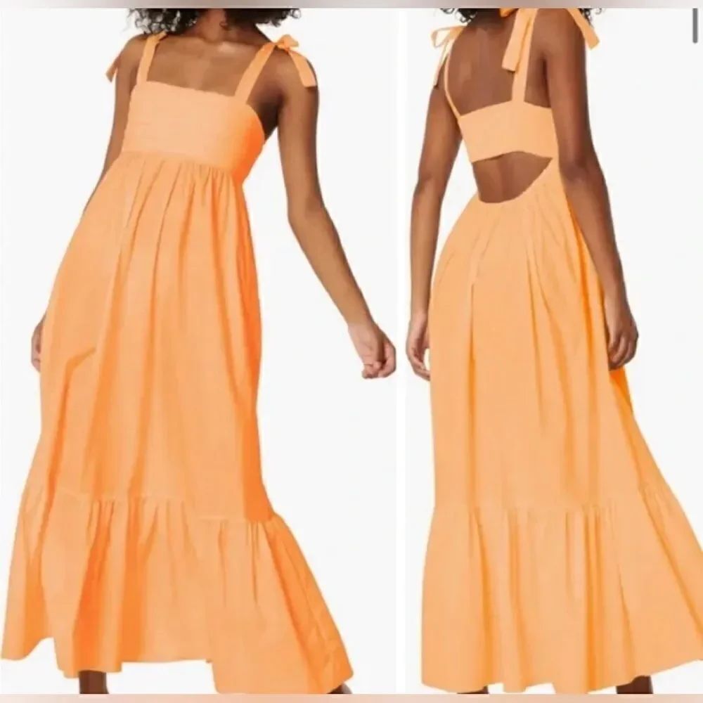 REVOLVE Misa Serafina square neck sundress cottagecore Tangerine cut out NWT M